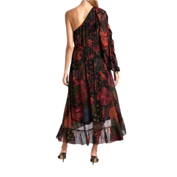 NWT Farm Rio Floral Ruffle Printed One-Shoulder Vacation Tropical Dress Size: XS - Picture 6 of 11